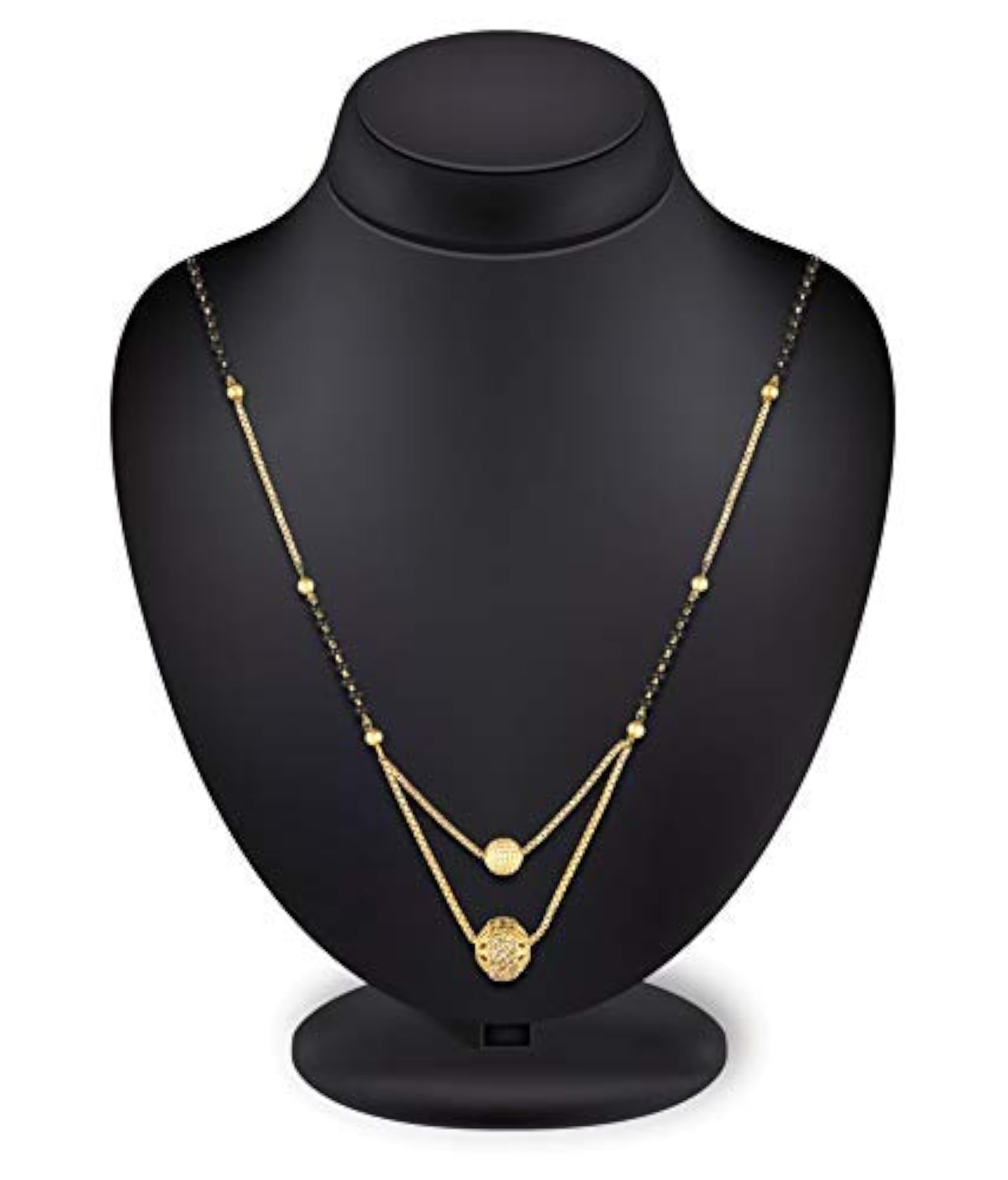 Women's Gold Double Ball Mangalsutra, Traditional Design